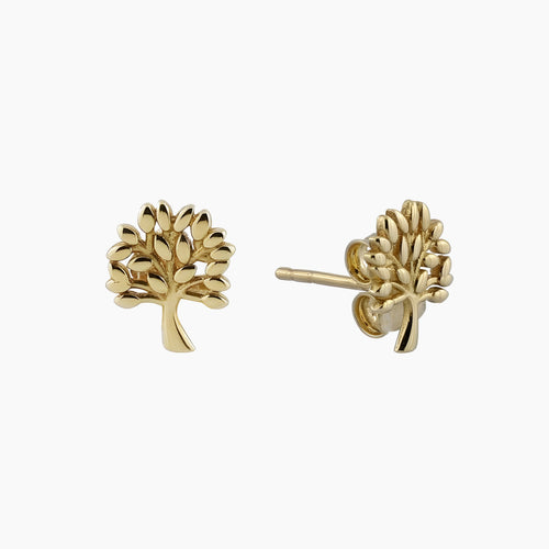 TREE OF LIFE LADIES STUD EARRING IN (SAUDI) 18K YELLOW GOLD