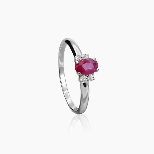 6.75 - RUBY LADIES RINGS WITH RUBY=0.60/1.9 / 4=0.08 IN 18K WHITE GOLD