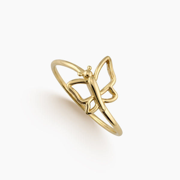 6 - BUTTERFLY SILHOUETTE LADIES RING IN (SAUDI) 18K YELLOW GOLD