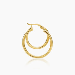 INTERLOCKING LADIES HOOP EARRINGS IN (SAUDI) 18K YELLOW GOLD