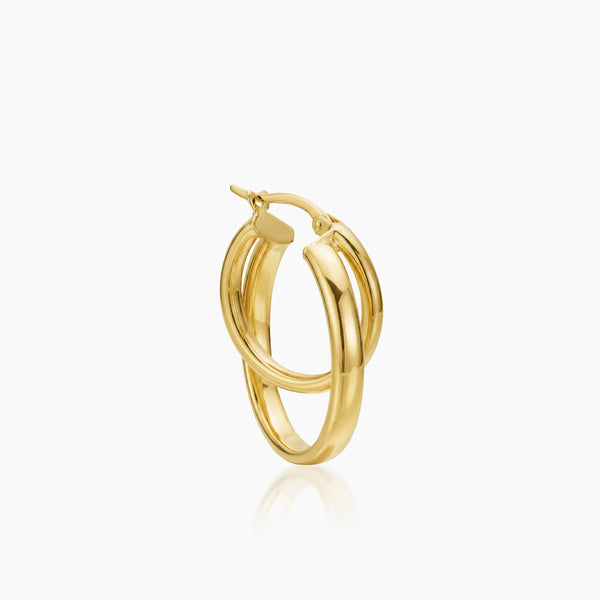 INTERLOCKING LADIES HOOP EARRINGS IN (SAUDI) 18K YELLOW GOLD