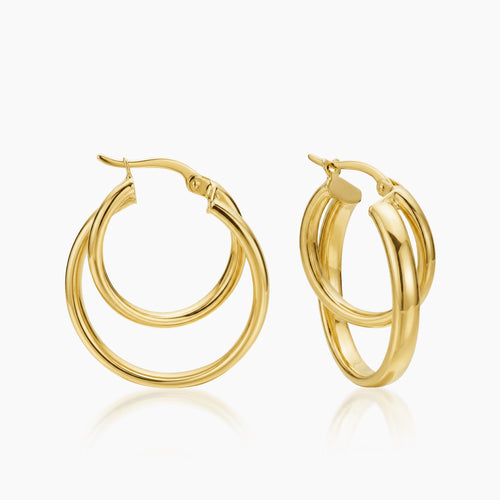 INTERLOCKING LADIES HOOP EARRINGS IN (SAUDI) 18K YELLOW GOLD