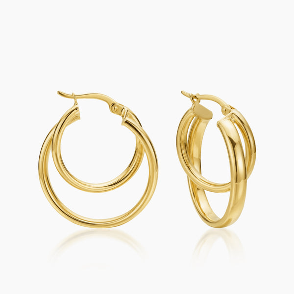 INTERLOCKING LADIES HOOP EARRINGS IN (SAUDI) 18K YELLOW GOLD
