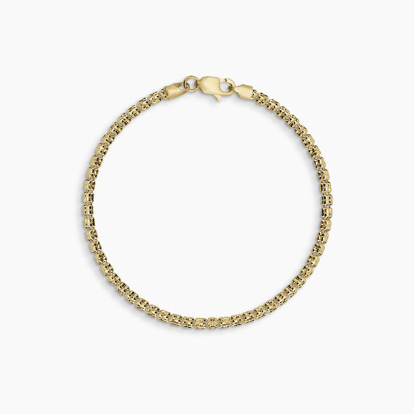 DIAMOND CUT BEAD CHAIN BRACELET (7.5 INCHES) IN (ITALIAN) YELLOW GOLD