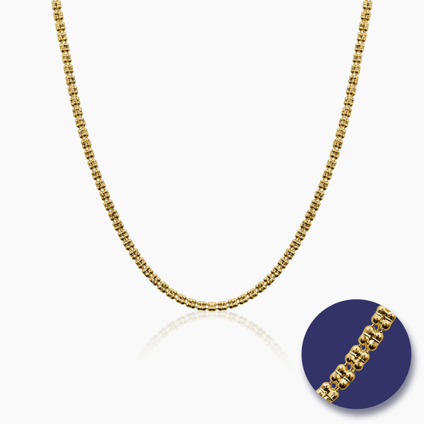 DIAMOND CUT BEAD CHAIN NECKLACE (18 INCHES) IN (ITALIAN) YELLOW GOLD