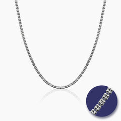 DIAMOND CUT BEAD CHAIN NECKLACE (20 INCHES) IN (ITALIAN) WHITE GOLD