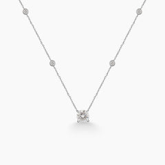 DIAMOND LADIES NECKLACE WITH BEZEL-SET DESIGN IN 18K WHITE GOLD