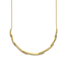 CURVED PAVE LINK DIAMOND SET NECKLACE IN 14K YELLOW GOLD NECKLACE
