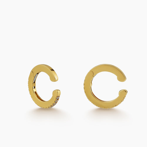 HINGED EAR CUFFS WITH CURVED PAVE DIAMOND SETS IN 18K YELLOW GOLD