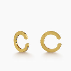 HINGED EAR CUFFS WITH CURVED PAVE DIAMOND SETS IN 18K YELLOW GOLD