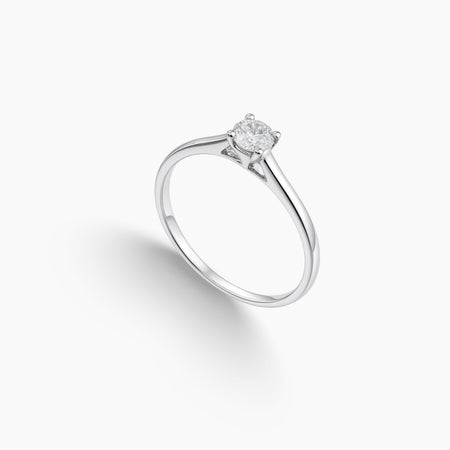 6.5 - CLASSIC SOLITAIRE ENGAGEMENT RING WITH DIAMOND STONE IN 18K WHITE GOLD