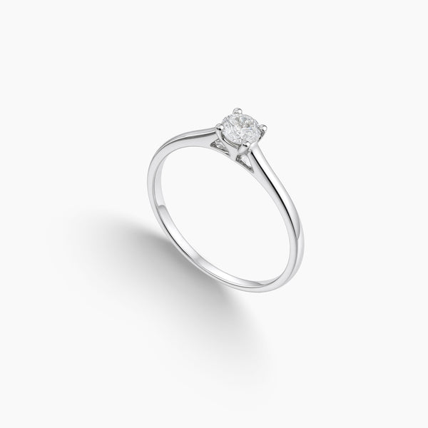 6.5 - CLASSIC SOLITAIRE ENGAGEMENT RING WITH DIAMOND STONE IN 18K WHITE GOLD