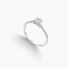 6.5 - CLASSIC SOLITAIRE ENGAGEMENT RING WITH DIAMOND STONE IN 18K WHITE GOLD