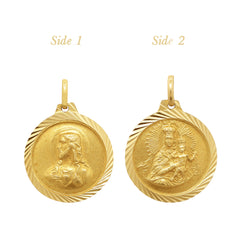 SACRED HEART & MOUNT CARMEL MEDAL (17 MM) IN (SPANISH) 18K YELLOW GOLD