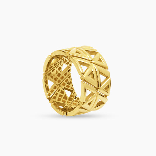 6 1/2" MESH DESIGN LADIES RING IN (SAUDI) 18K YELLOW GOLD