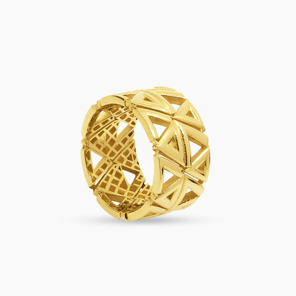 6 1/2" MESH DESIGN LADIES RING IN (SAUDI) 18K YELLOW GOLD