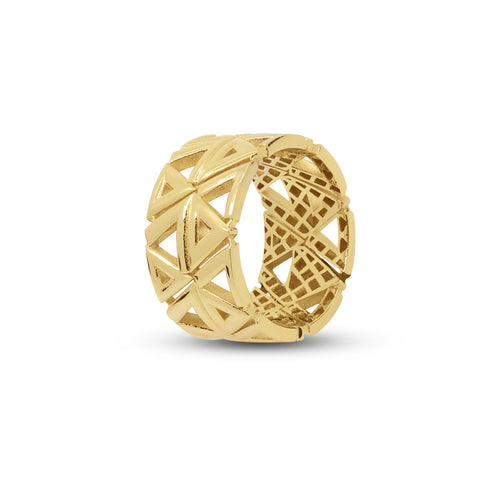 MESH DESIGN LADIES RING IN 18K YELLOW GOLD