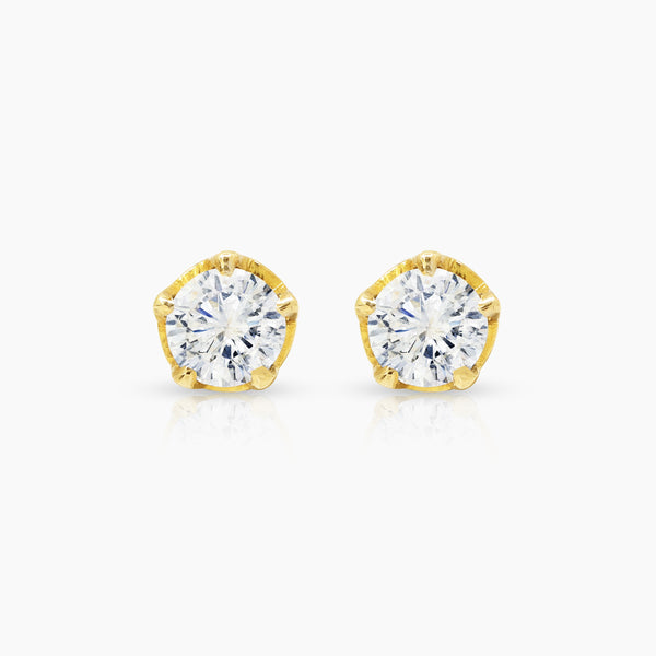 DIAMOND GEOMETRIC LADIES STUD EARRINGS WITH 2=0.96  / 2.7 CARAT DIAMONDS IN 14K YELLOW GOLD