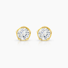 DIAMOND GEOMETRIC LADIES STUD EARRINGS WITH 2=0.96  / 2.7 CARAT DIAMONDS IN 14K YELLOW GOLD