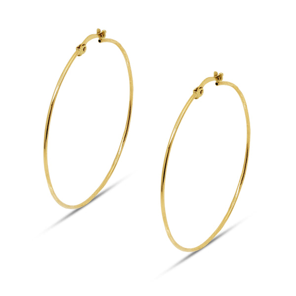 THIN CIRCULAR HOOP EARRINGS IN (SAUDI) 18K YELLOW GOLD