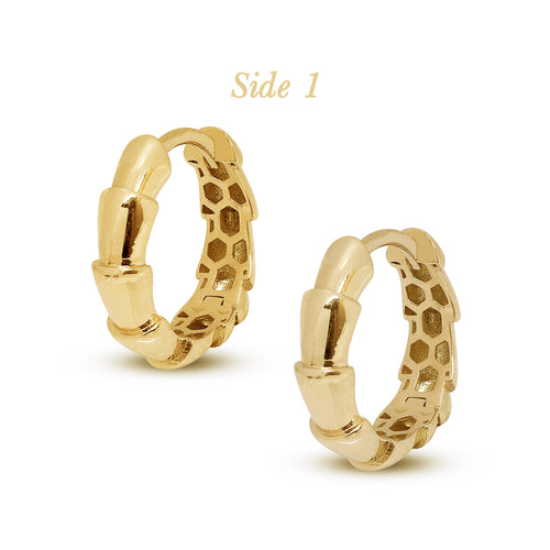 SCALE LADIES HOOP EARRINGS IN (SAUDI) 18K YELLOW GOLD