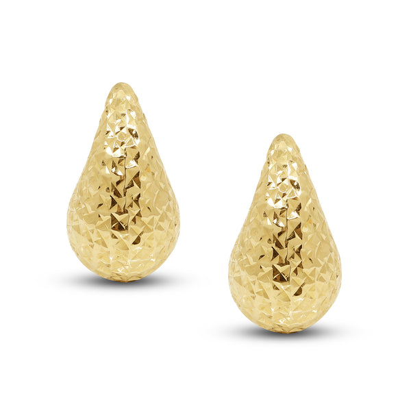 TEXTURED CURVED DRIP STUD EARRINGS IN (ITALIAN) 18K YELLOW GOLD