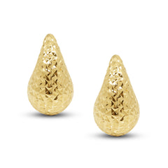 TEXTURED CURVED DRIP STUD EARRINGS IN (ITALIAN) 18K YELLOW GOLD