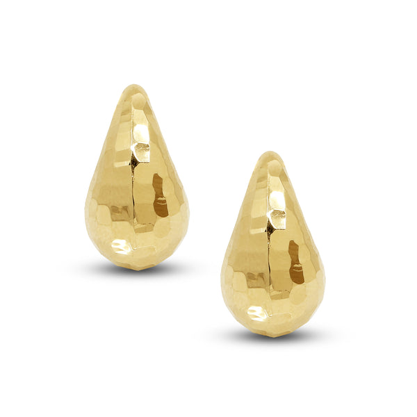 TEXTURED CURVED DRIP STUD EARRINGS IN (ITALIAN) 18K YELLOW GOLD