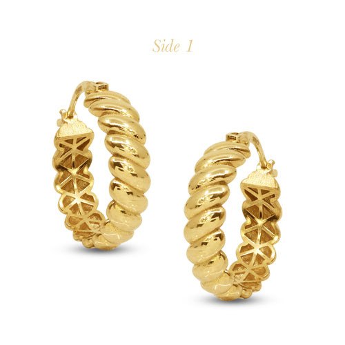 TWISTED THIN KNOT HOOP EARRINGS IN (SAUDI) 18K YELLOW GOLD