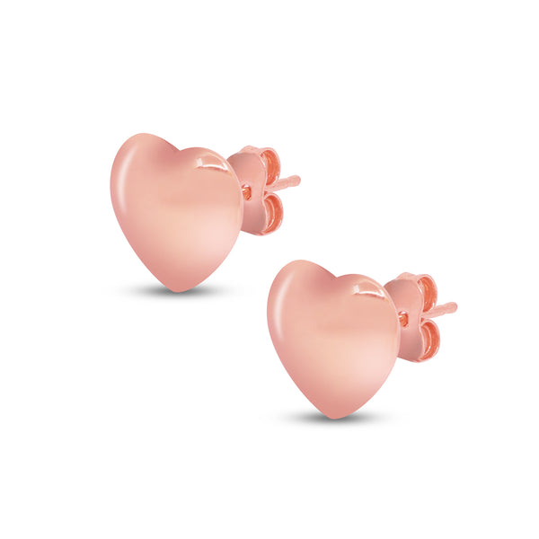 EMBOSSED HEART STUD EARRINGS IN (ITALIAN) 18K ROSE GOLD