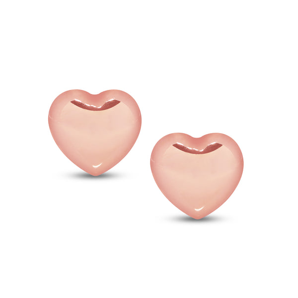 EMBOSSED HEART STUD EARRINGS IN (ITALIAN) 18K ROSE GOLD