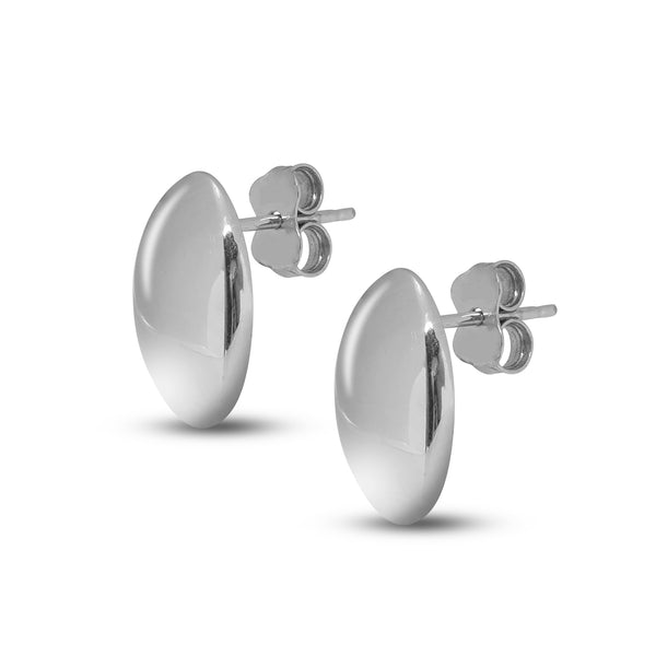 OVAL STUD EARRINGS IN (ITALIAN) 14K WHITE GOLD