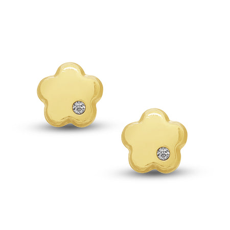 CIRCULAR FLOWER STUD EARRINGS WITH DIAMONDS IN (SPANISH) 18K YELLOW GOLD