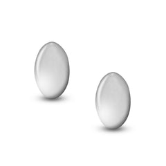 EMBOSSED OVAL STUD EARRINGS IN (SAUDI) 14K WHITE GOLD