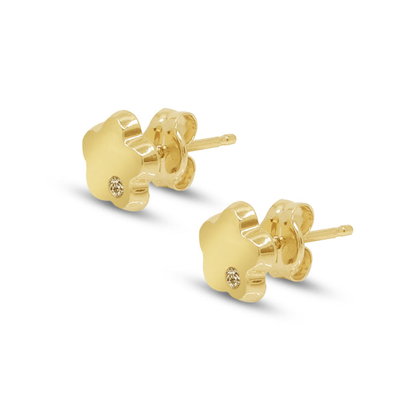 CIRCULAR FLOWER STUD EARRINGS WITH DIAMONDS IN (SPANISH) 18K YELLOW GOLD