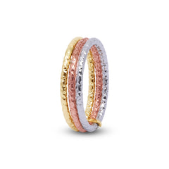 CREOLLA TRI-TONE DIAMOND CUT LADIES RINGS IN 18K YELLOW / ROSE / WHITE GOLD