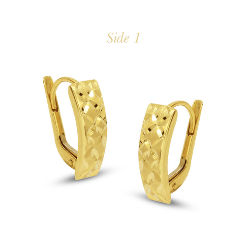 TEXTURED CLIP LADIES HOOP EARRINGS IN (SAUDI) 18K YELLOW GOLD