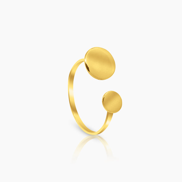 7 1/2" CIRCULAR TWIN DISK ENGRAVABLE LADIES RINGS IN (SAUDI) 18K YELLOW GOLD