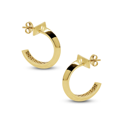 T-SHAPED HOOP EARRINGS IN (ITALIAN)  18K YELLOW GOLD