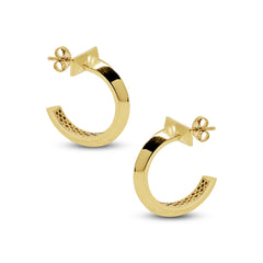 T-SHAPED HOOP EARRINGS IN (ITALIAN)  18K YELLOW GOLD