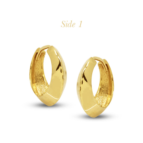 CLASSIC DOME LADIES HOOP EARRINGS IN (SAUDI) 18K YELLOW GOLD