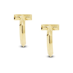 T-SHAPED HOOP EARRINGS IN (ITALIAN)  18K YELLOW GOLD