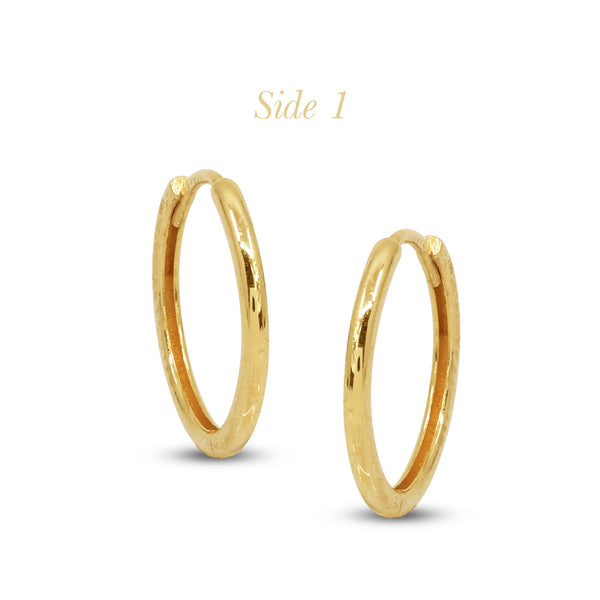 CLASSIC ROUND LADIES HOOP EARRINGS IN (SAUDI) 18K YELLOW GOLD