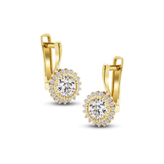 STARBURST STUD HOOP EARRINGS  WITH DIAMONDS IN (SAUDI) 18K YELLOW GOLD