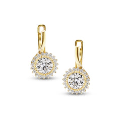 STARBURST STUD HOOP EARRINGS  WITH DIAMONDS IN (SAUDI) 18K YELLOW GOLD