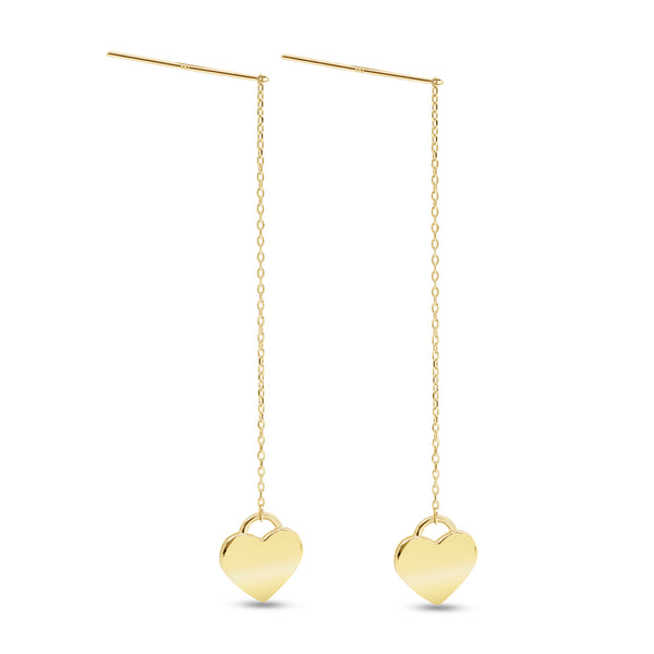 HEART DANGLING EARRINGS IN (SAUDI) 18K YELLOW GOLD