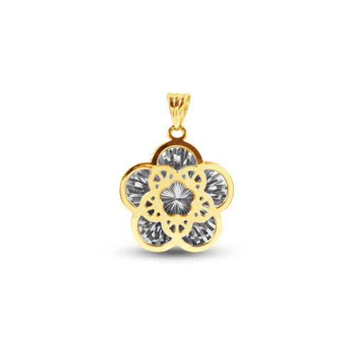 FLOWER 3D PENDANT TWO-TONE IN 18K GOLD