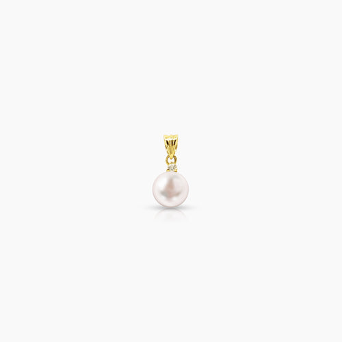 FRESH WATER PEARL WITH DIAMOND LADIES PENDANT WITH 1.5 / 0.7 / 1=0.029 CARAT DIAMONDS IN 14K YELLOW GOLD