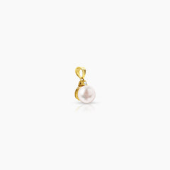 FRESH WATER PEARL WITH DIAMOND LADIES PENDANT WITH 1.5 / 0.7 / 1=0.029 CARAT DIAMONDS IN 14K YELLOW GOLD