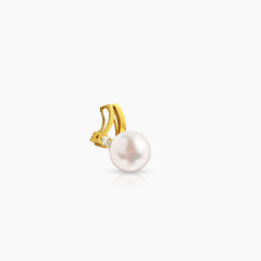 FRESH WATER PEARL WITH DIAMOND LADIES PENDANT WITH 1=0.038 / 13 / 0.6 CARAT DIAMONDS IN 14K YELLOW GOLD